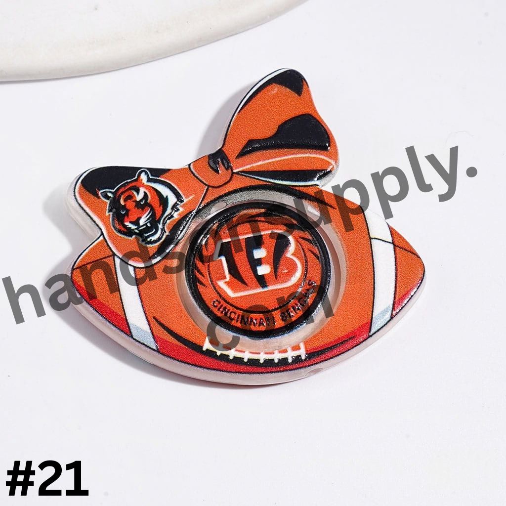 American Football Team Design Hollow Bowtie Frame with Flat Round Acrylic Beads Collection Set, Large Size