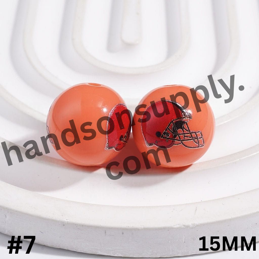 American Football Team Acrylic Beads for Bracelets, 15MM