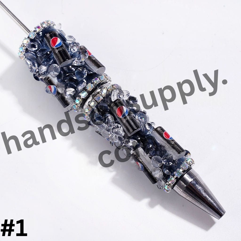 Refreshing Soda Carbonated Soft Drink Can and Cone-Shaped Rhinestone AB Chains, Handmade Beadable Pens, Multi-Color