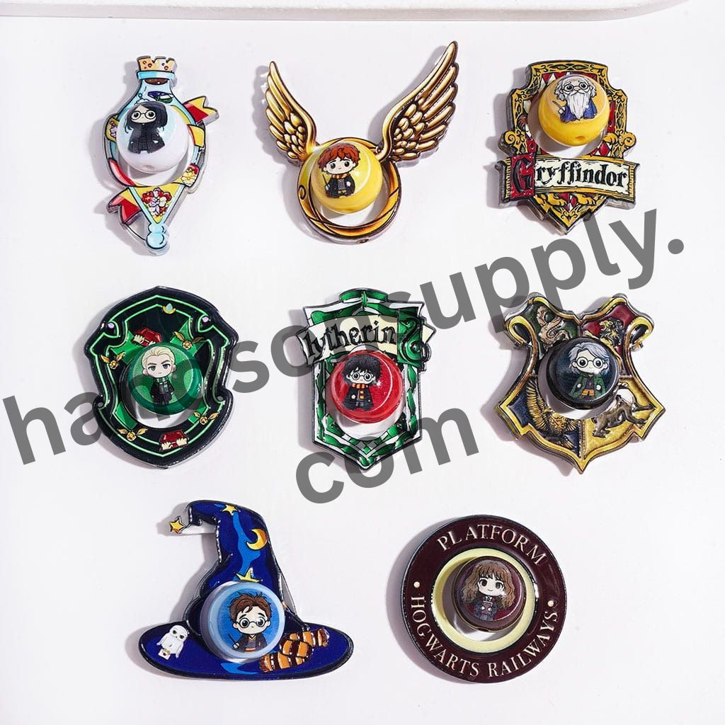 Magical Wizard Boy Character Series Hollow Frames with Printed Round Acrylic Beads Collection Set, Random Mix