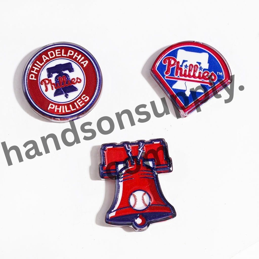 Philadelphia Phillies Baseball Team Logo and Sports Theme Semi-Clear Acrylic Beads, Random Mix