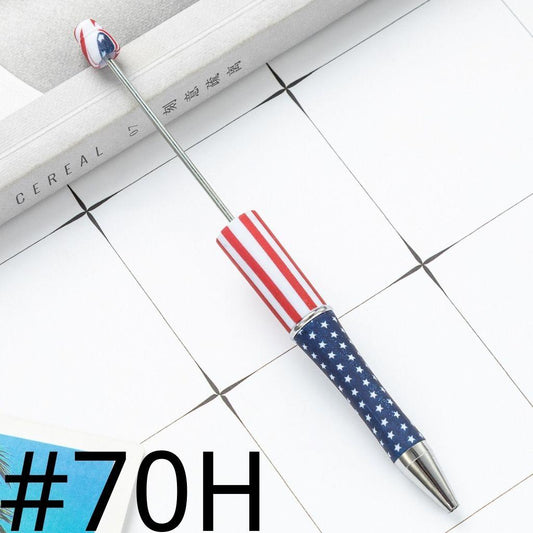 Independence Day USA Flag Red and Blue Printed Beadable Pens Number 70H