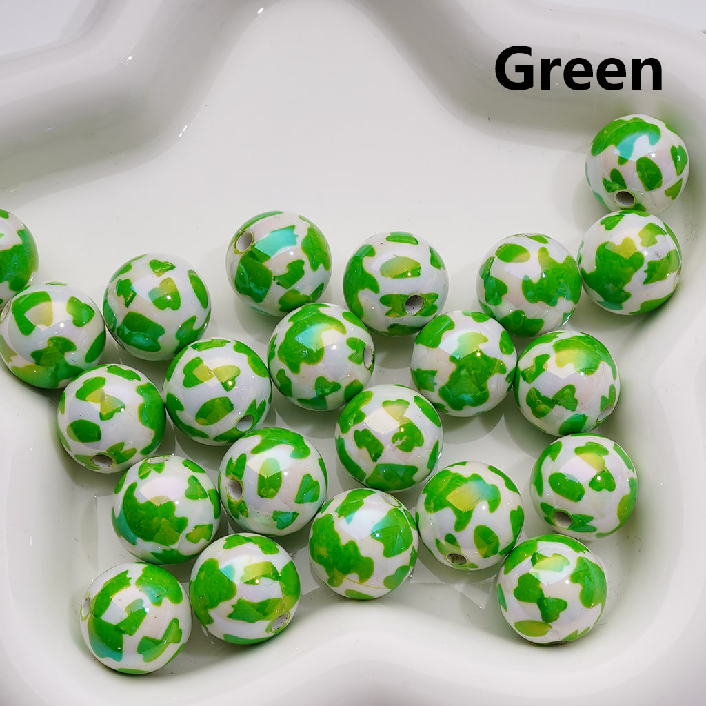 Cow Prints Multi-Color UV Coating Round Acrylic Beads, 16MM (Single Color is available for 200pcs Whole bag)