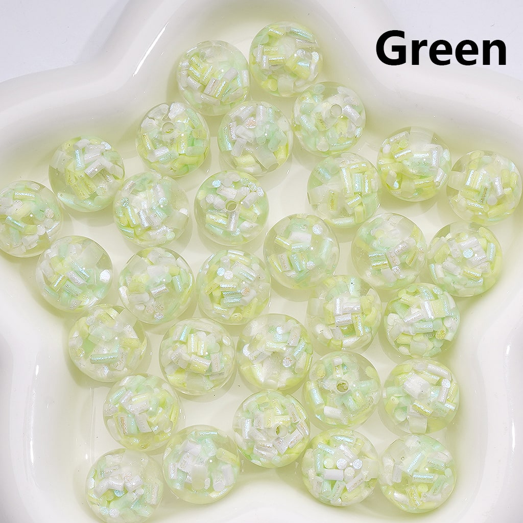 Candy Stick Inside Multicolor or Single Round Design Shiny Shade Acrylic Beads 16MM