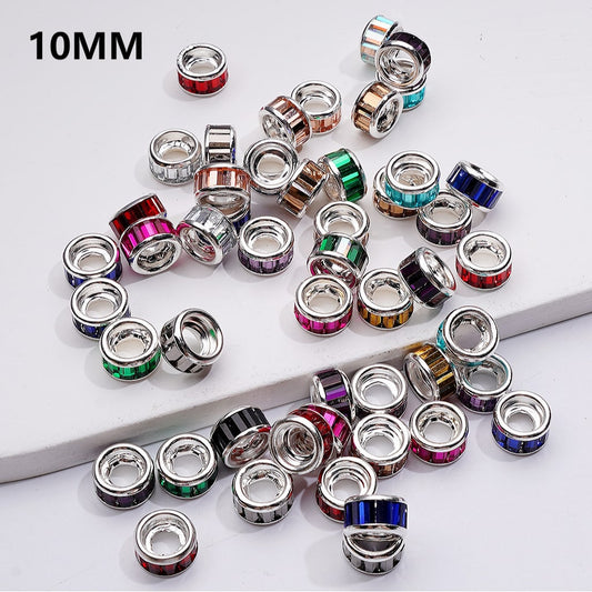Spacers with Crystal Rhinestones, Round 10mm by 5mm