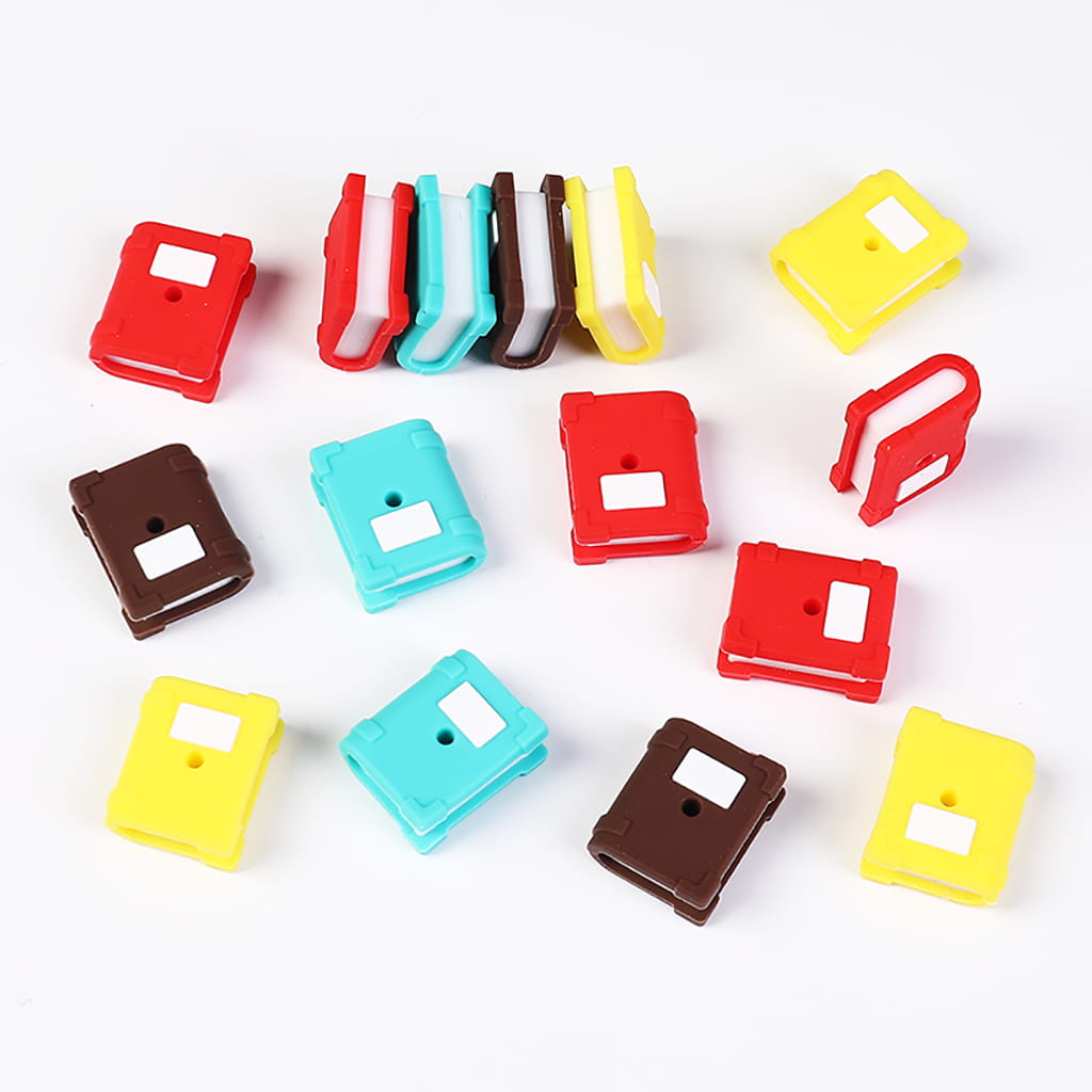 3D Mini Book Shape Various Colors Silicone Focal Beads