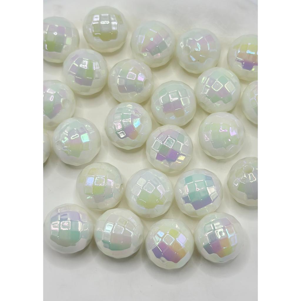 UV Finish Faceted Disco Acrylic Beads 16mm