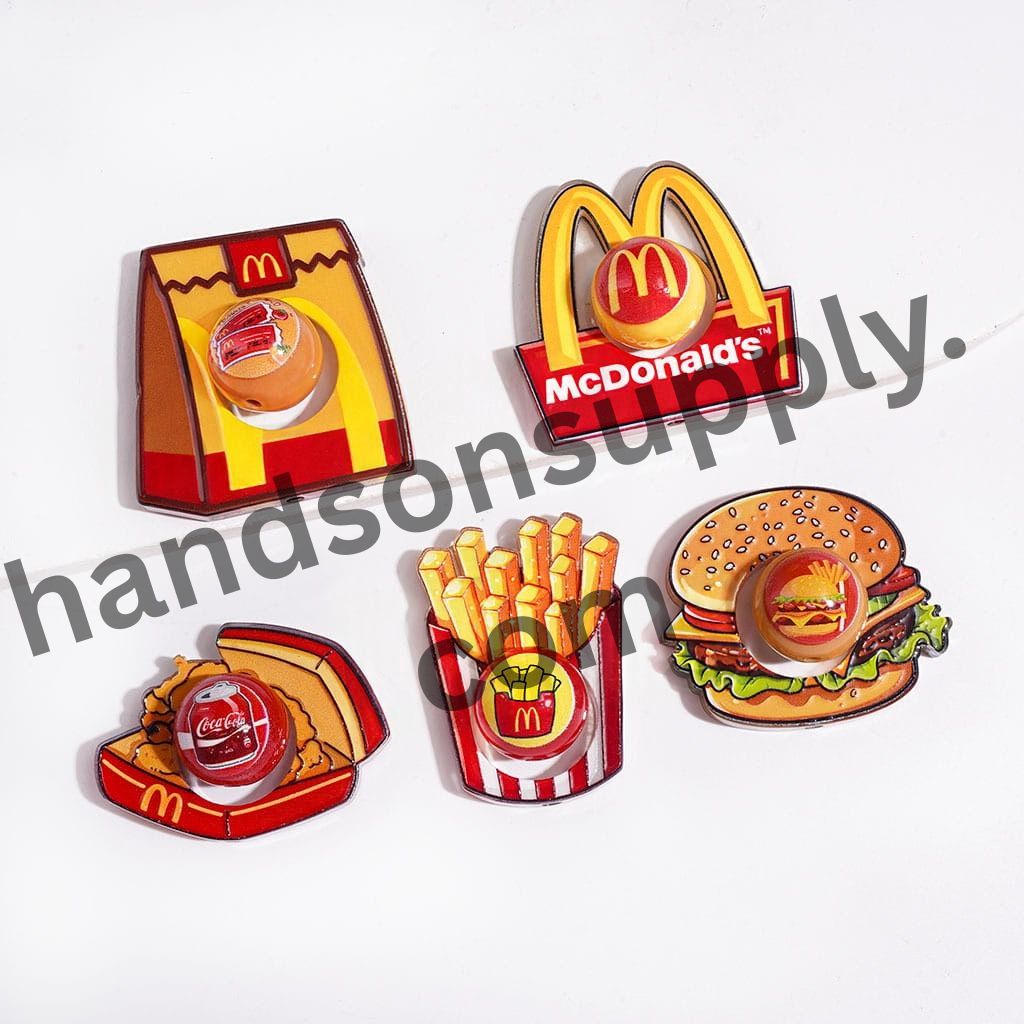 Fast Food Series Hollow Frames with Printed Round Acrylic Beads Collection Set, Random Mix