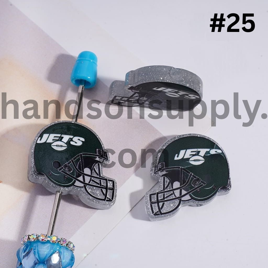 Silver Glitter USA American Football Helmet Shape Acrylic Beads 22*26MM