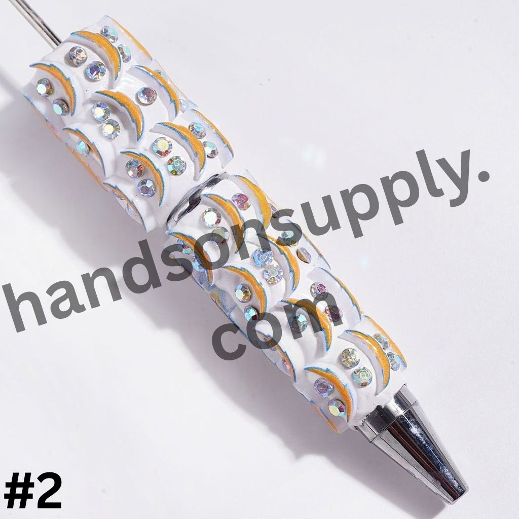NY American Football Baseball Team Designs with Sparkling AB Rhinestones Beadable Clay Pens