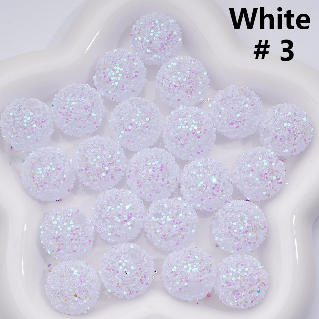 Clear Round Acrylic Beads 20MM Multicolor Shiny Confetti Accent for Crafts