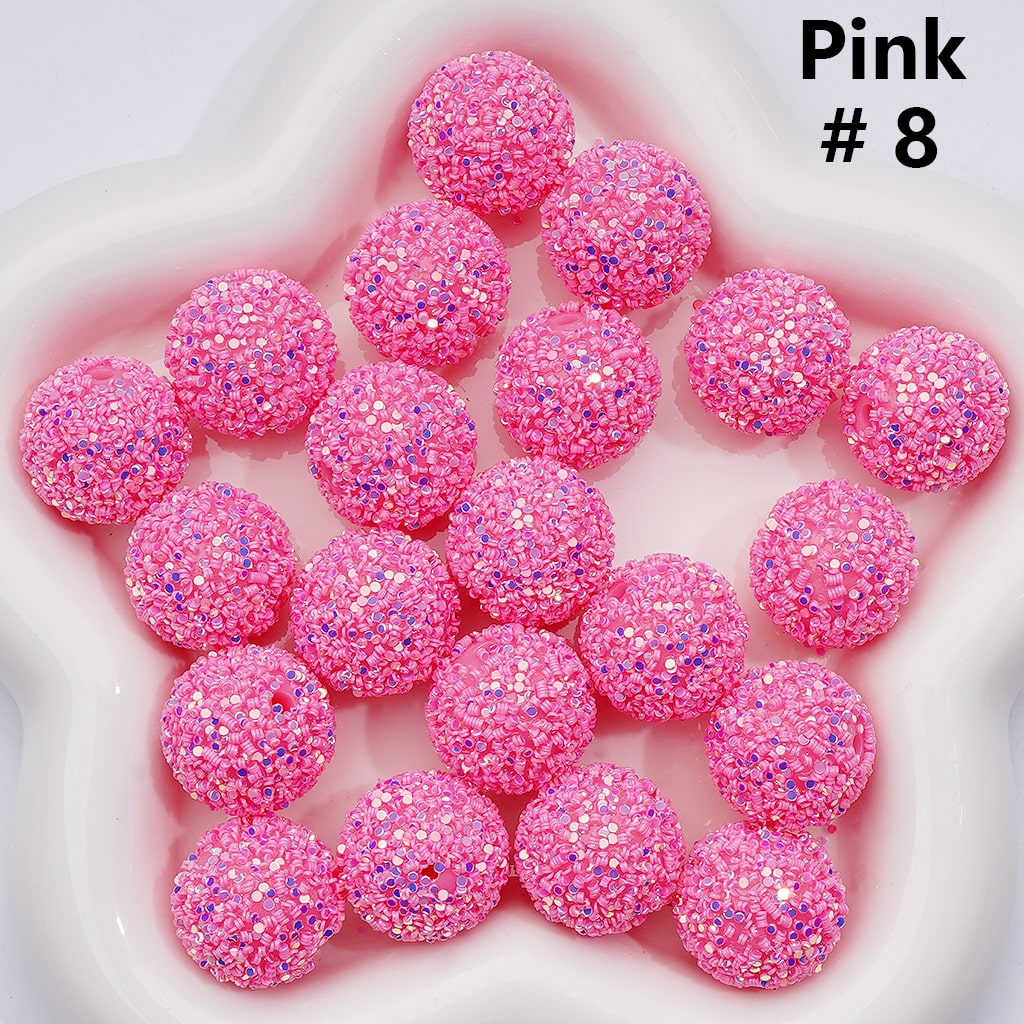 Shiny Confetti Round Acrylic Beads Solid Color Multicolor Look, 20MM