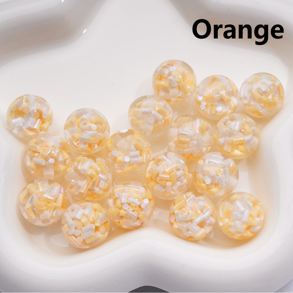 Candy Stick Inside Multicolor or Single Round Design Shiny Shade Acrylic Beads 16MM