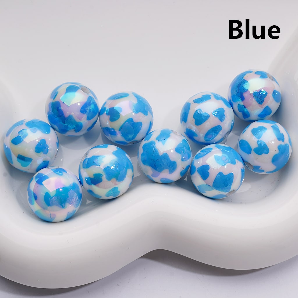 Cow Prints Multi-Color UV Coating Round Acrylic Beads, 16MM (Single Color is available for 200pcs Whole bag)