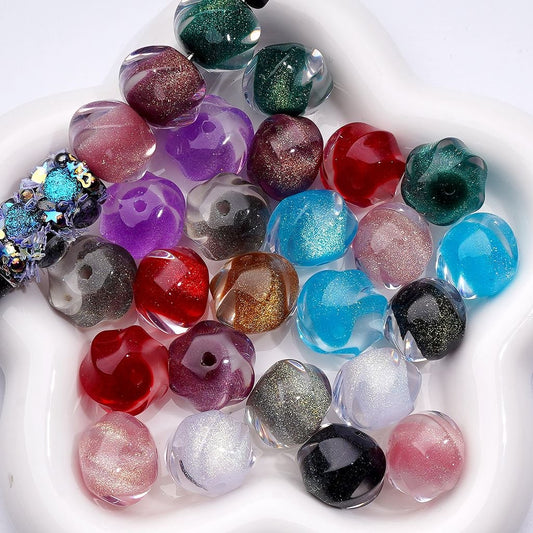 Radiant Multi-Color Swirl Acrylic Beads with Shiny Gold Glitter & Sugar Core, Around 20MM