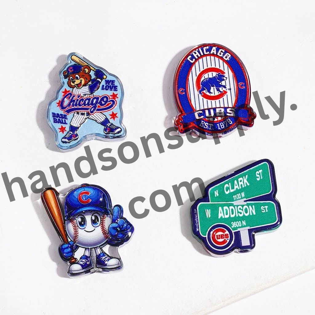 Competitive Chicago Bears American Football Team Logo Semi-Clear Acrylic Beads, Random Mix