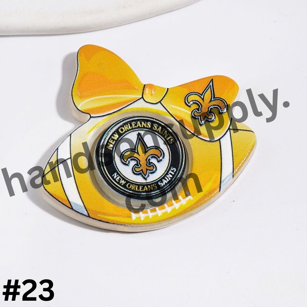 American Football Team Design Hollow Bowtie Frame with Flat Round Acrylic Beads Collection Set, Large Size