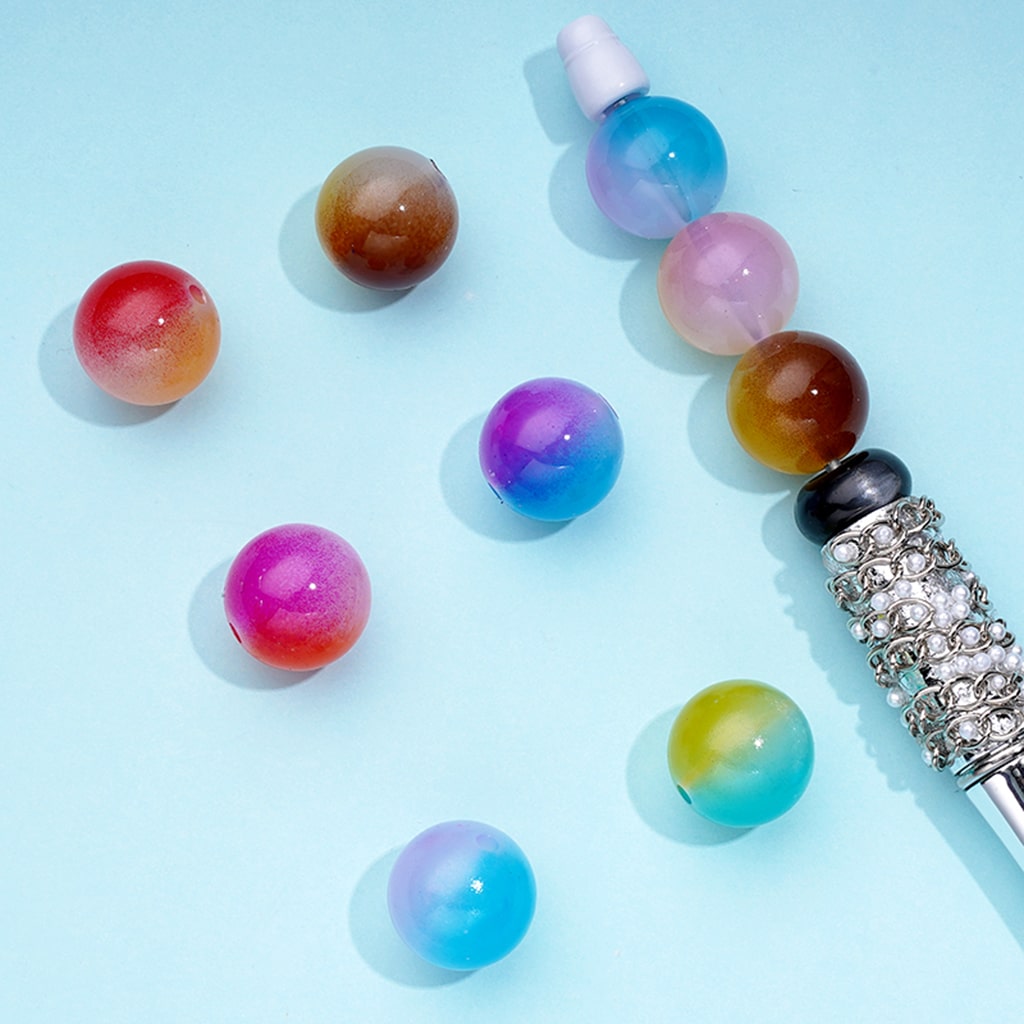 Cute Ombre Jelly Colorful Round Acrylic Beads, Random Mix, 16MM