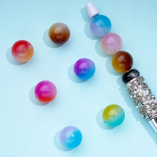 Colorful Round Cute Ombre Jelly Acrylic Beads, Random Mix, 16MM