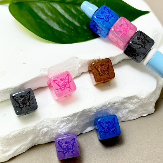 Cube Square Multi-Color Butterfly Prints Acrylic Beads, 14MM, Please Read the Description