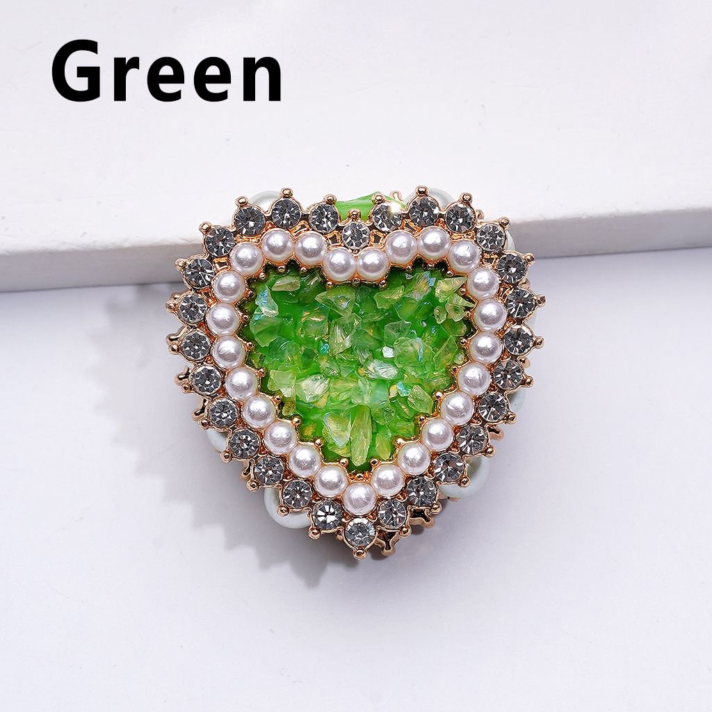 Shiny Rhinestones White Pearls Bling Bling Fancy Gold Alloy Heart with Mini Stones Rocks Clay Beads, Around 28*28*13MM