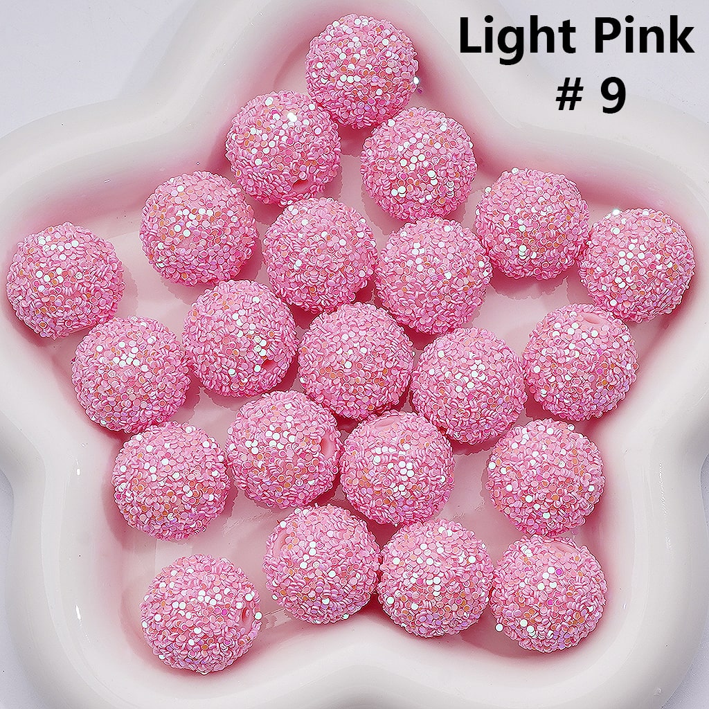 Shiny Confetti Round Acrylic Beads Solid Color Multicolor Look, 20MM