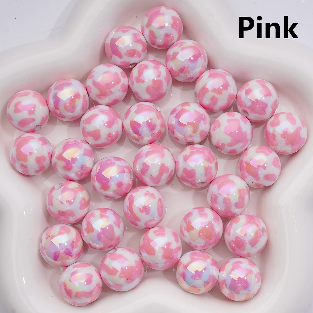 Cow Prints Multi-Color UV Coating Round Acrylic Beads, 16MM (Single Color is available for 200pcs Whole bag)