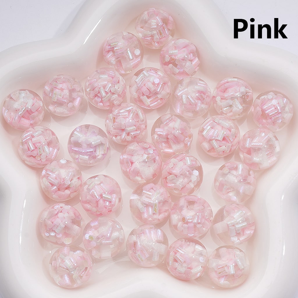 Candy Stick Inside Multicolor or Single Round Design Shiny Shade Acrylic Beads 16MM