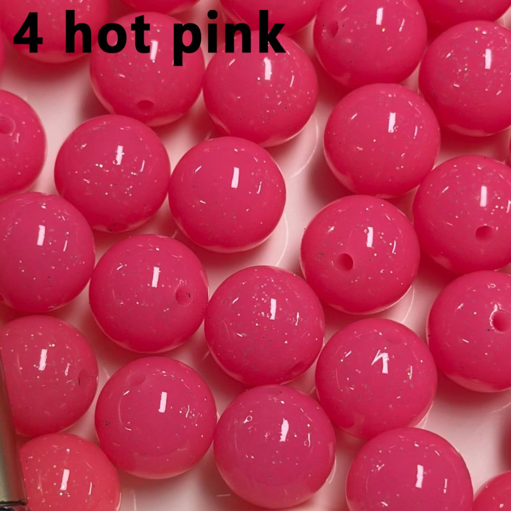 Jelly Color Round Glittery Silicone Beads, 15MM