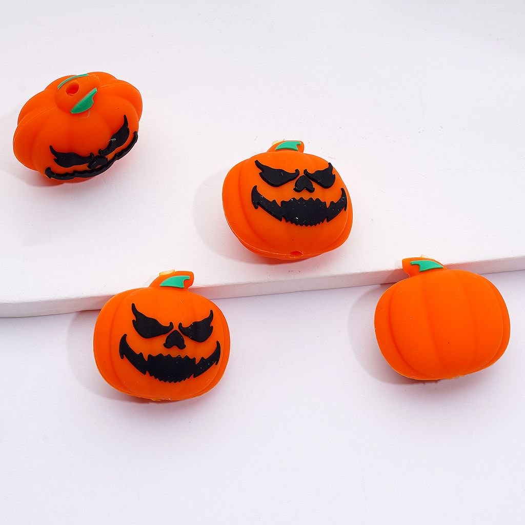 Spooky 3D Halloween Focal Beads – Ghost, Pumpkin, Bat & Haunted House in Silicone
