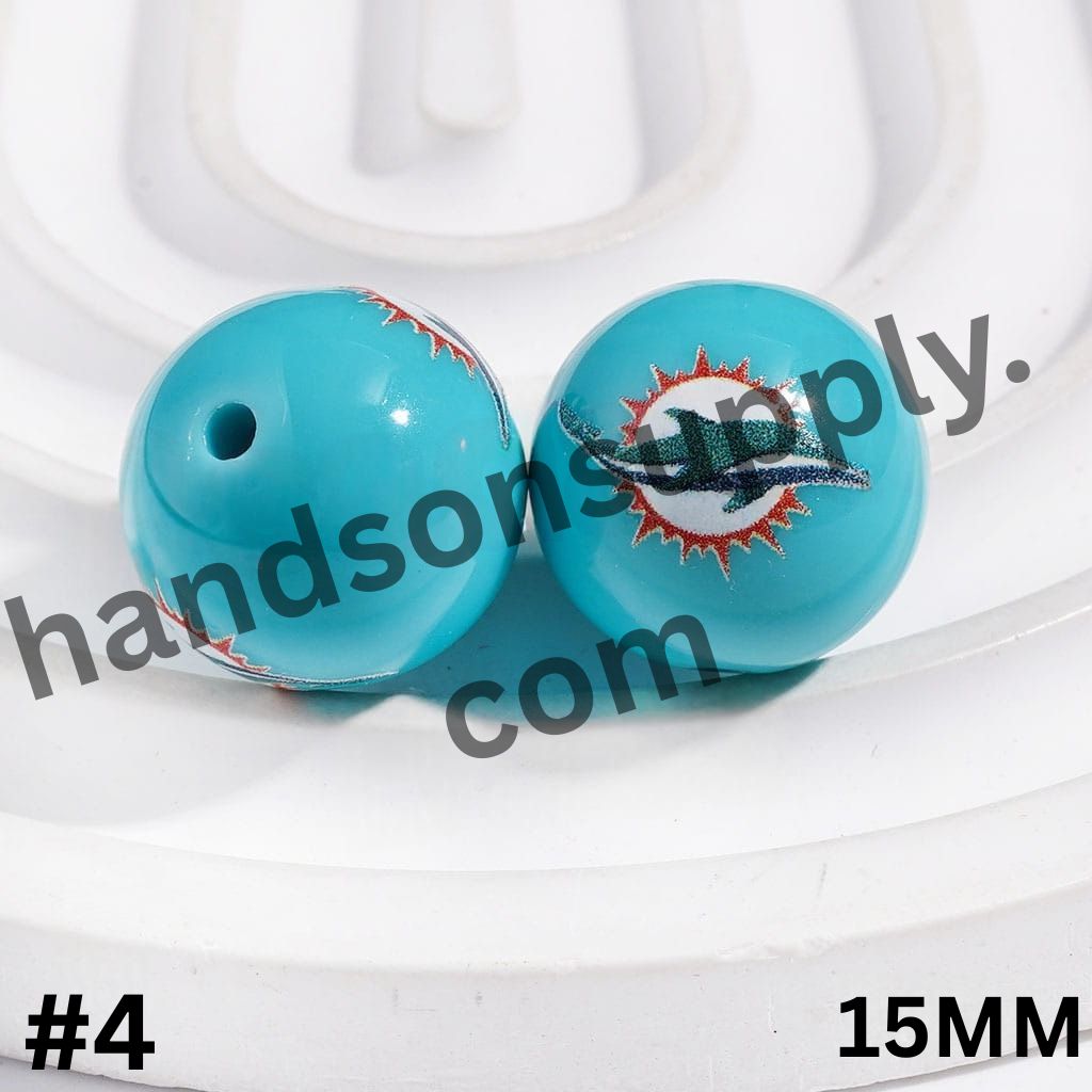 American Football Team Acrylic Beads for Bracelets, 15MM