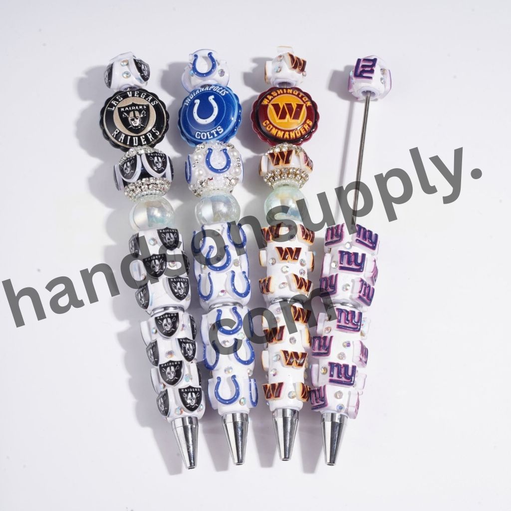 NY American Football Baseball Team Designs with Sparkling AB Rhinestones Beadable Clay Pens