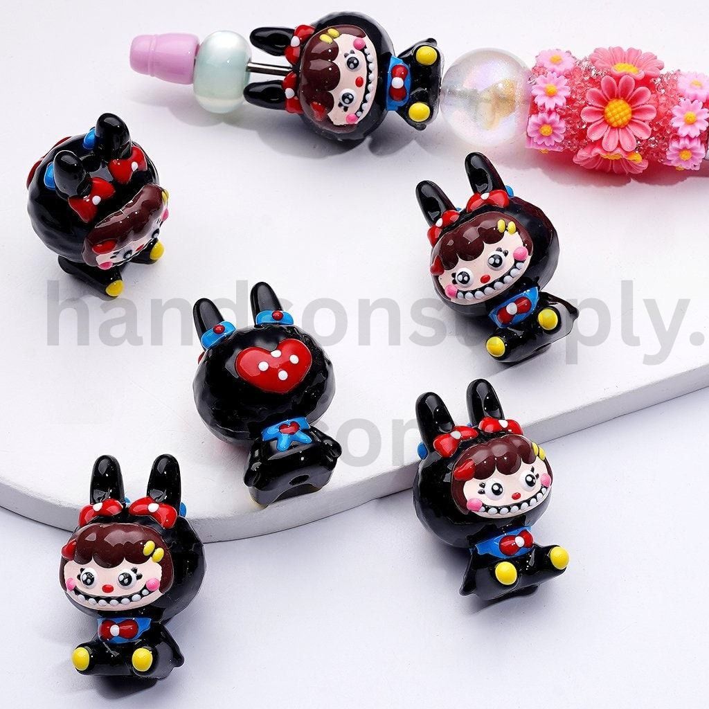 Hand-Painted Labub Monster Pop Mar Design Vivid Acrylic Beads Around 32*21MM