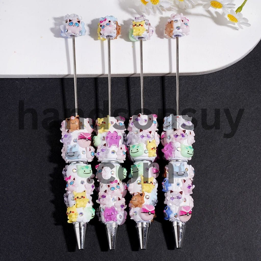 Cute Small Monster Character Series Beadable Clay Pens with AB Rhinestone