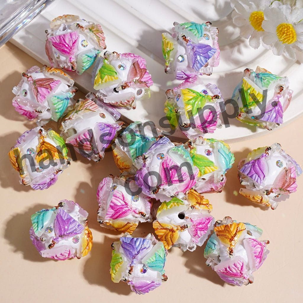 Beautiful Princess in Colorful Ball Gown Clay Beads with AB Rhinestones, 20MM, Variant Designs, Random Mix