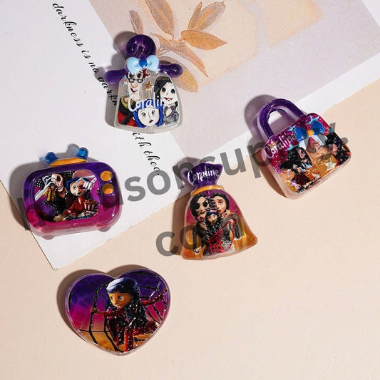 Spooky Fantasy Girl Ghost Mother Character Acrylic Beads Pendants, Assorted Shapes, Random Mix