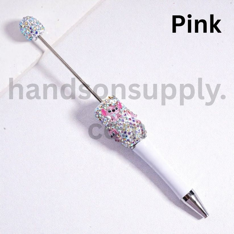 Cute Angel Stitch Charm Beadable Pen with Sparkling AB Rhinestones