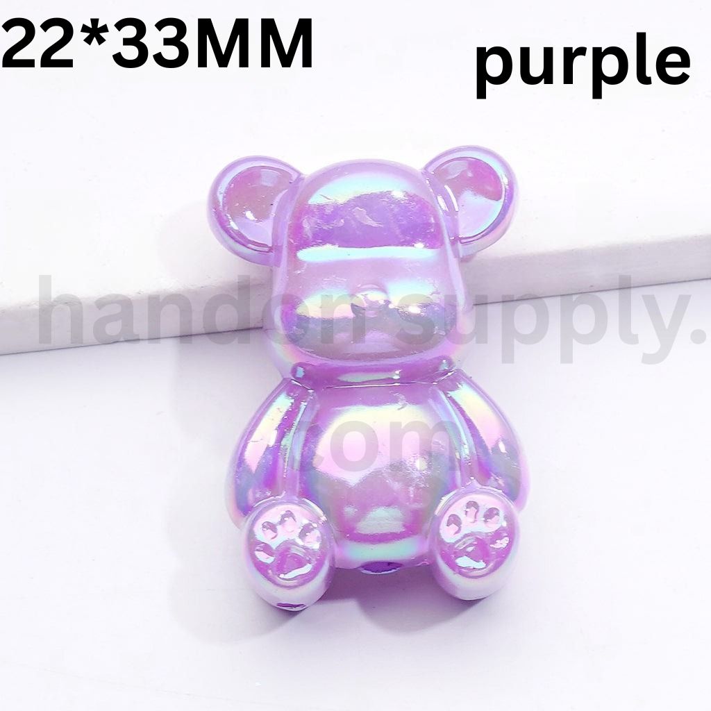 UV Coated Bearbric Style 33×22MM Solid Color Acrylic Beads Single Option Available