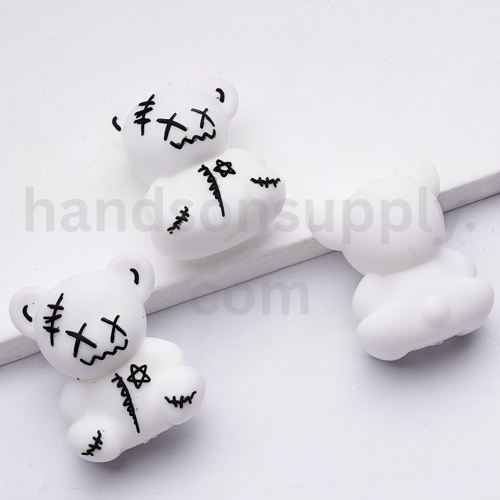 3D Red and White Bearbrick Inspired Character Cute Style Silicone Focal Beads