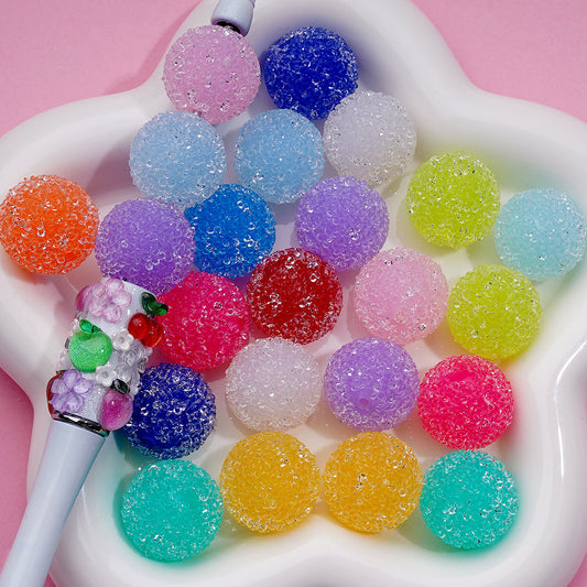 Clear Rhinestones Candy Hard Sugar Beads in Solid Colors Round 20mm