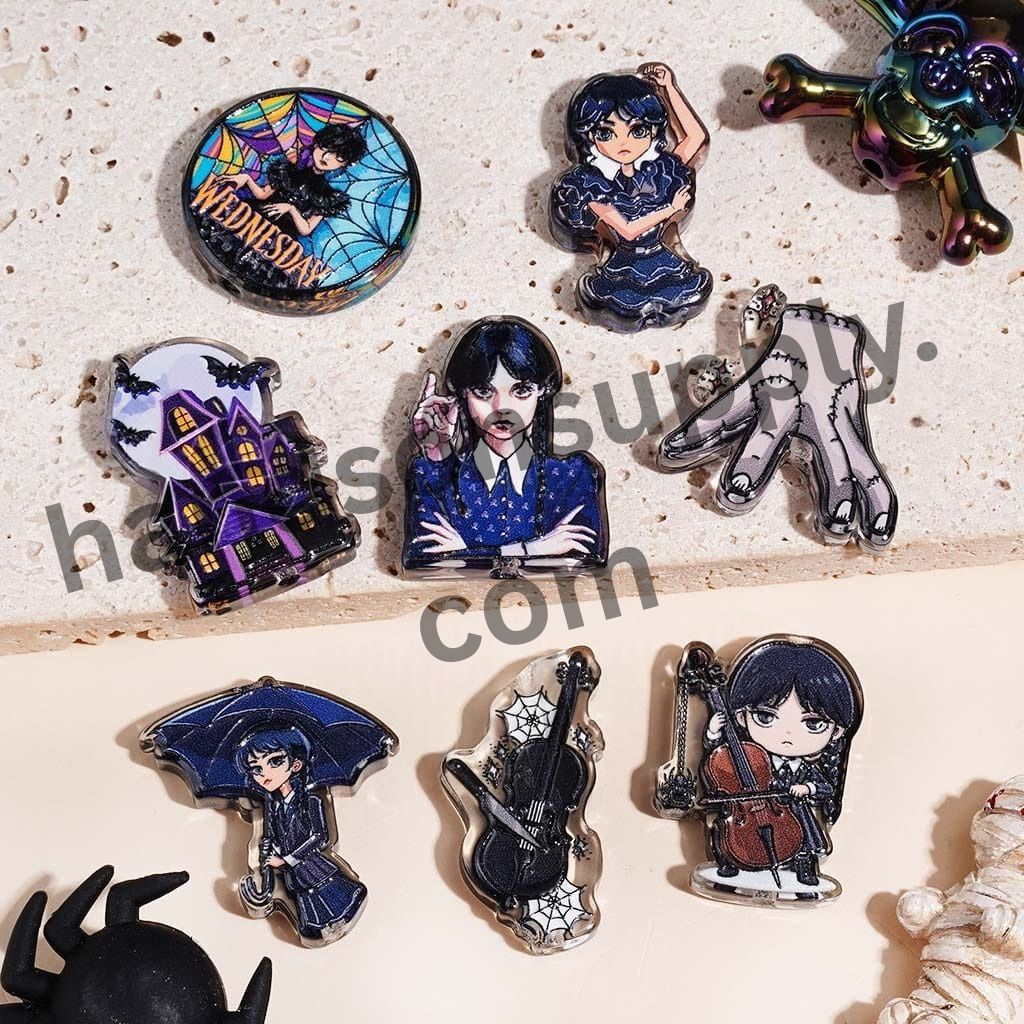 Eerie Transnatural Horror Comedy Character Designs, Semi-Clear Acrylic Beads, Random Mix