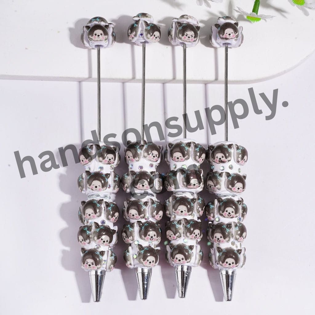 Cute Cartoon Baby Girl Face Monkey Doll Character Beadable Clay Pens Random Mix