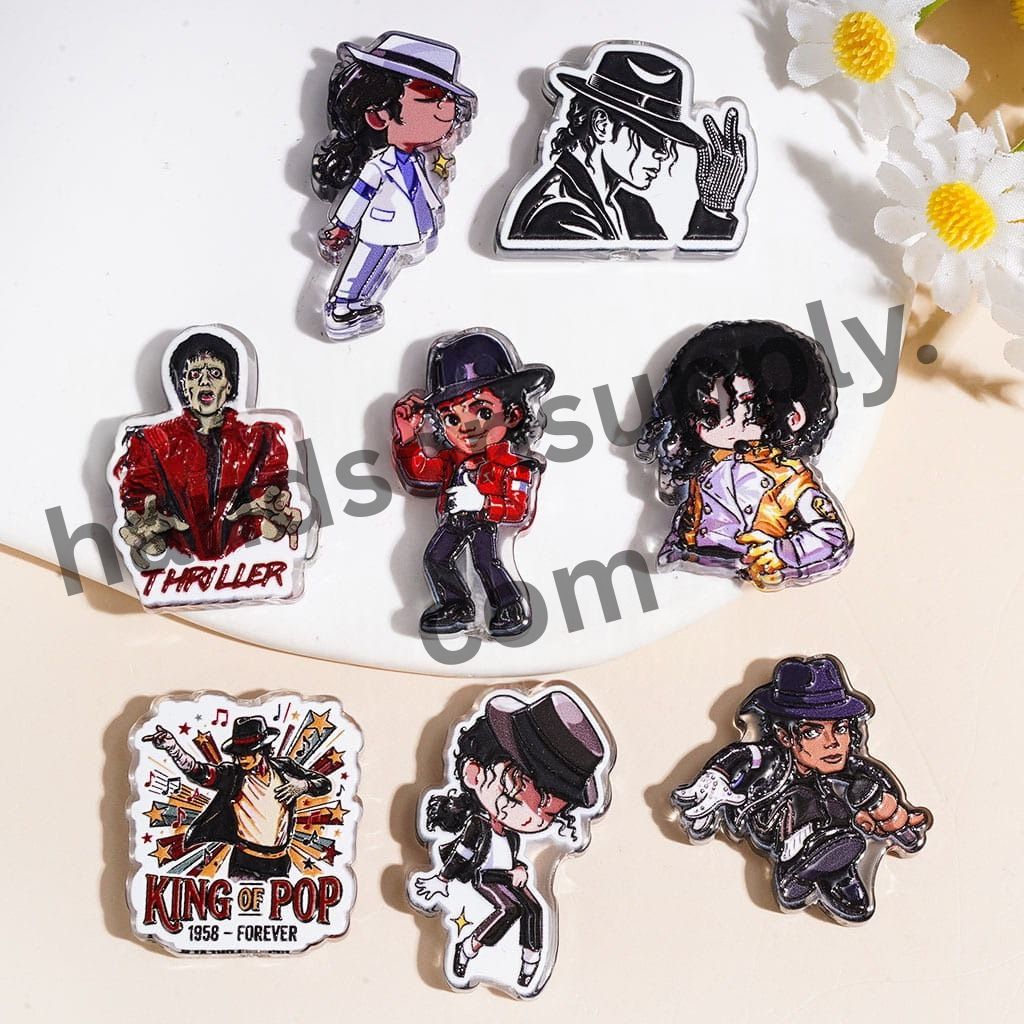 Pop Singer Character Acrylic Beads, Retro Music & Stage Performance Theme, Various Styles, Random Mix