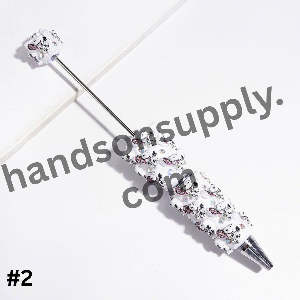 Lively Sports-Themed Beagle Dog Character with Sparkling AB Rhinestones Beadable Clay Pens