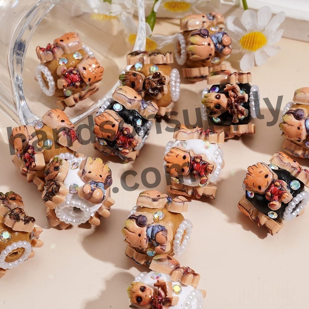 Cosmic Galaxy Guard Team Withered Wood Character Series with AB Rhinestones and White Pearl Chains Clay Beads 20MM, Random Mix