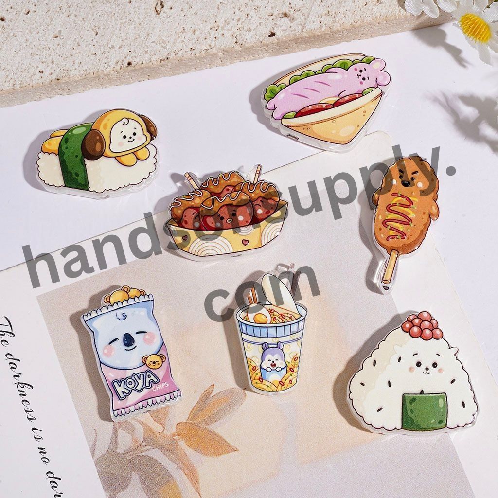 Playful Sushi, Instant Noodles, Takoyaki, Sandwich & Hot Dog Fast Food Series Acrylic Beads, Random Mix