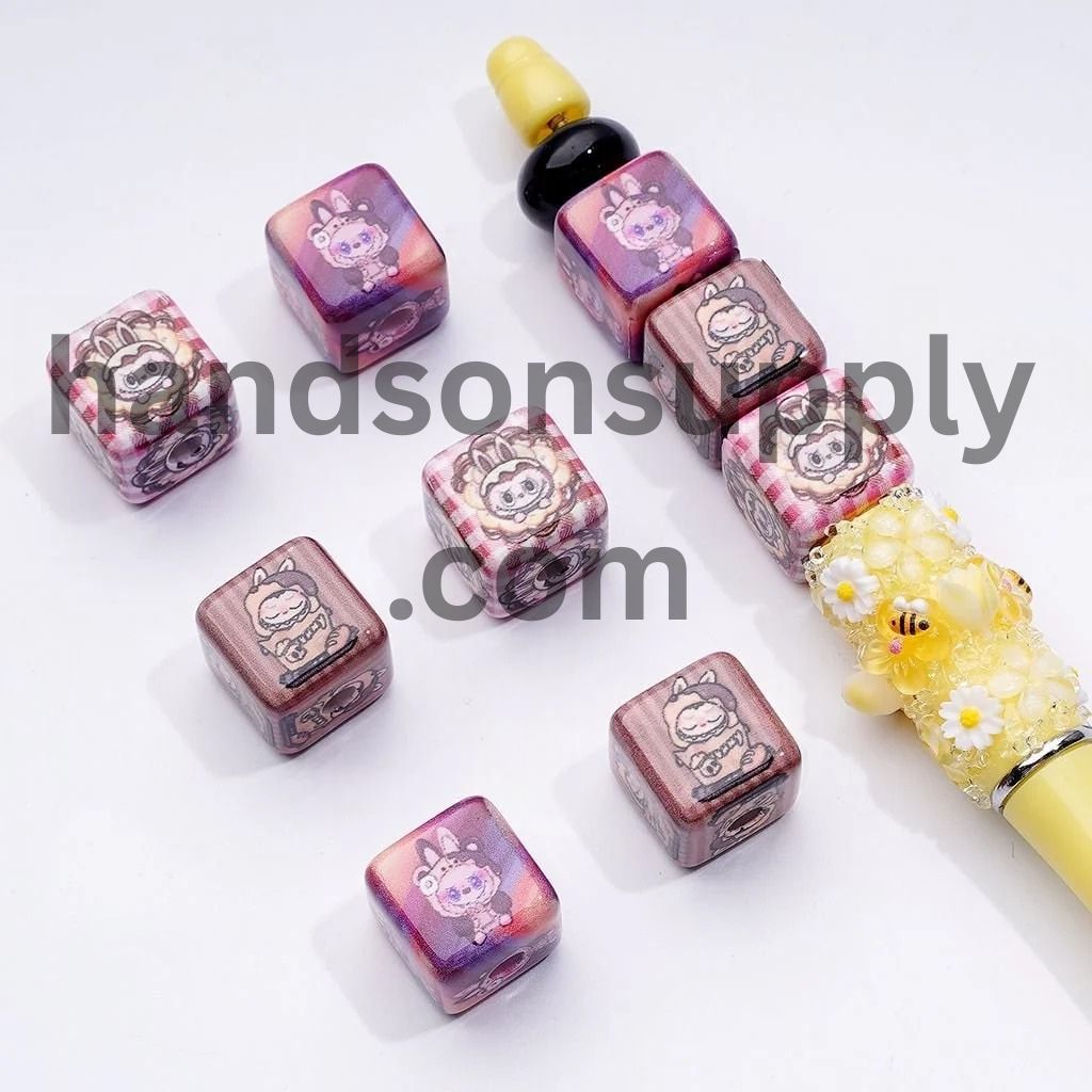 Cute Cube Square Magical Friend Toy Monster Doll Acrylic Beads, Around 15MM