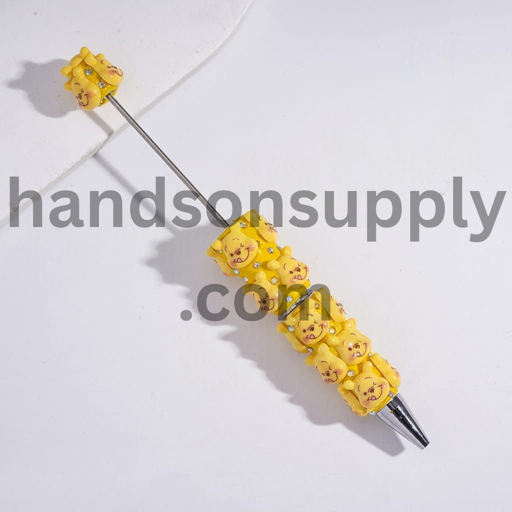 Yellow Honey Bear Series and AB Rhinestones Beadable Clay Pens