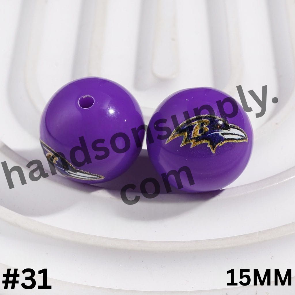 American Football Team Acrylic Beads for Bracelets, 15MM