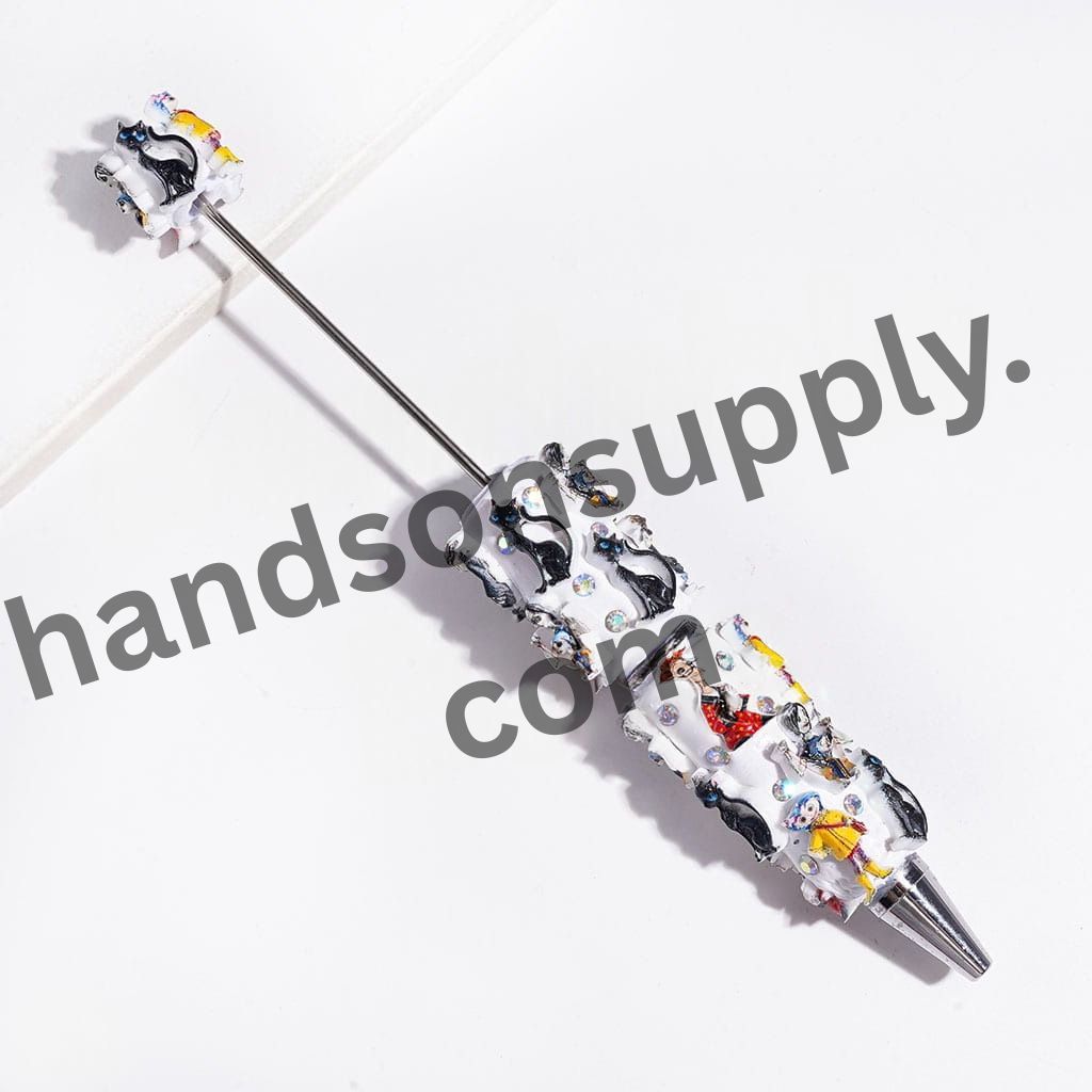 Spooky Ghost Mother and Girl Character Series with Sparkling AB Rhinestone Beadable Clay Pen